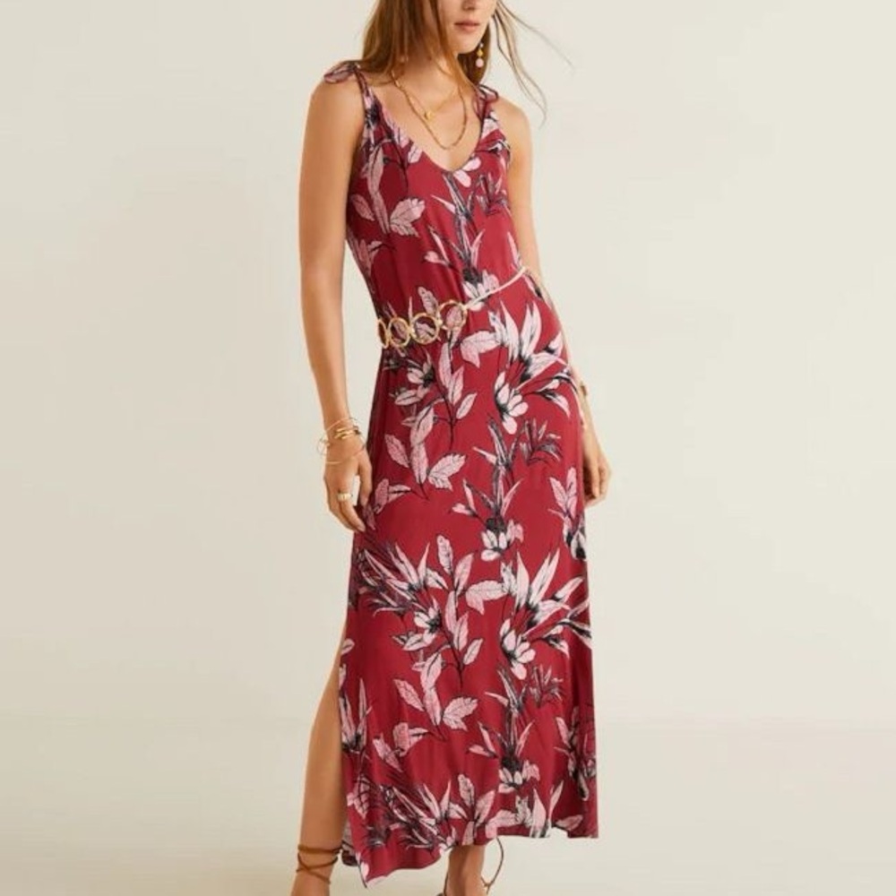 Mango Red Floral Sleeveless Maxi Dress‎ - Size 8